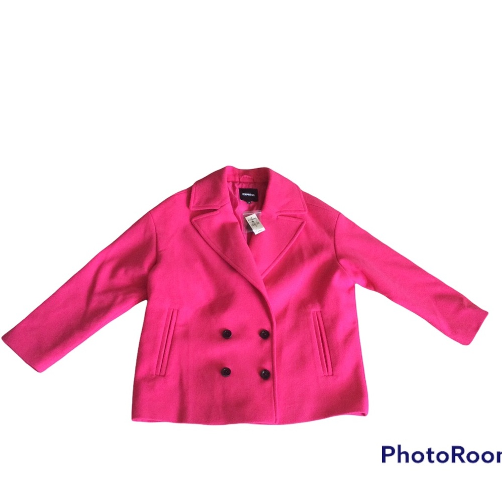 NWT EXPRESS Hot Pink Pea Coat Winter Jacket Size Small